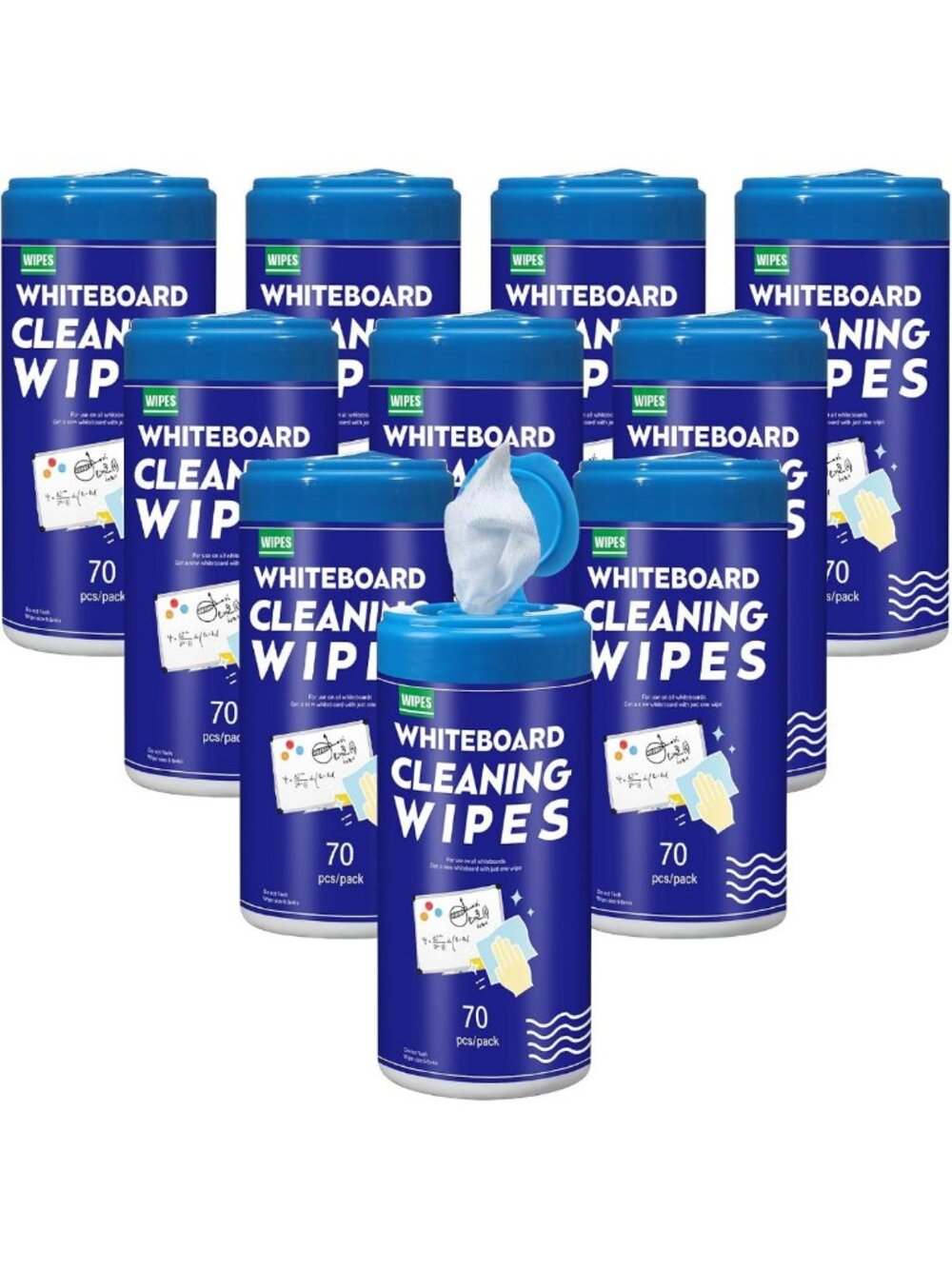 10 Pack Disposable Whiteboard Cleaning Wipes - 700 Pcs for Home, School & Office